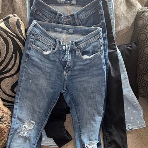 Old Navy/Cat & Jack Skinny Light Medium Blue white & Black Skinny Jeans lot 7